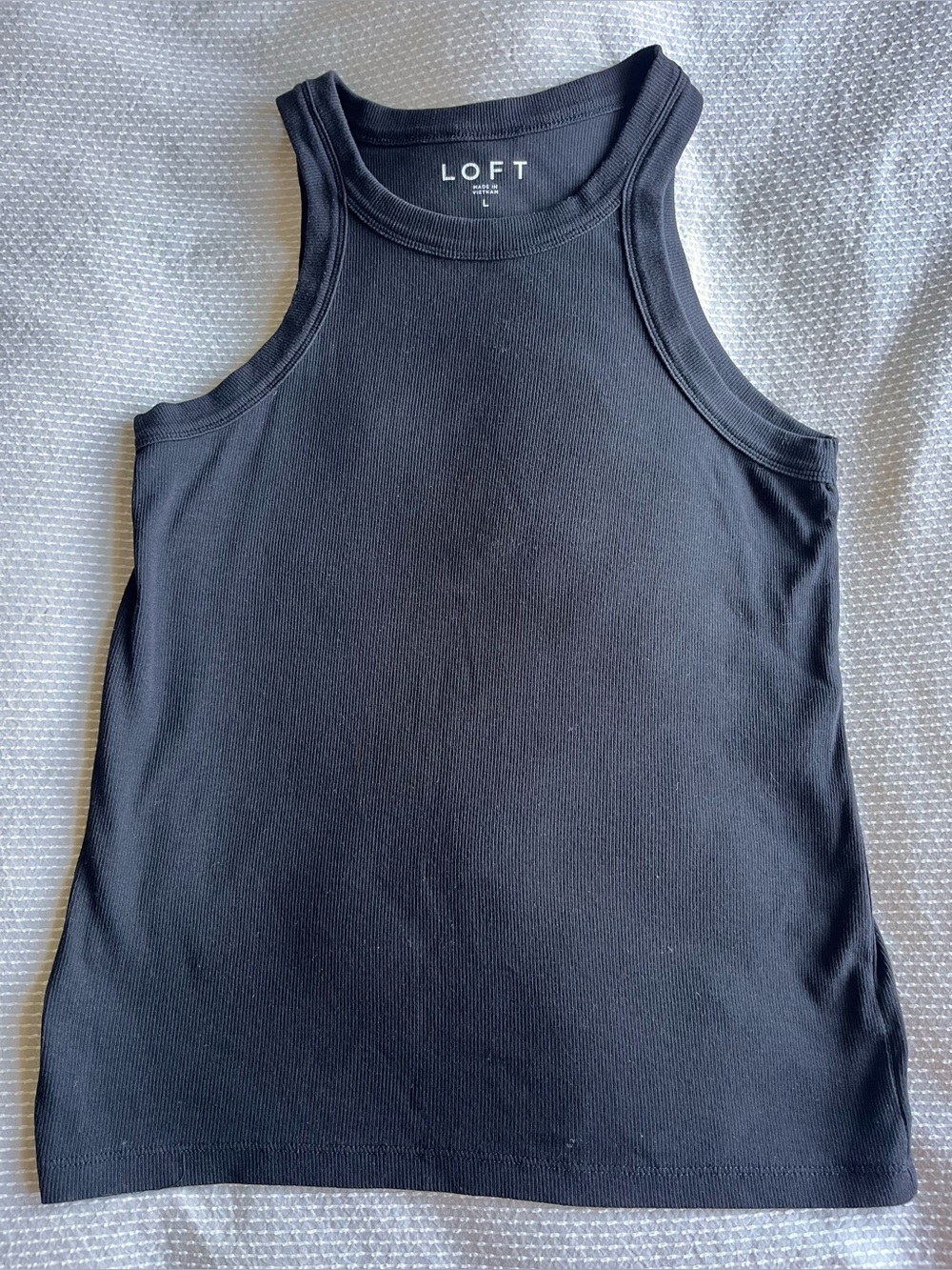 LOFT Navy High Neck Ribbed Tank